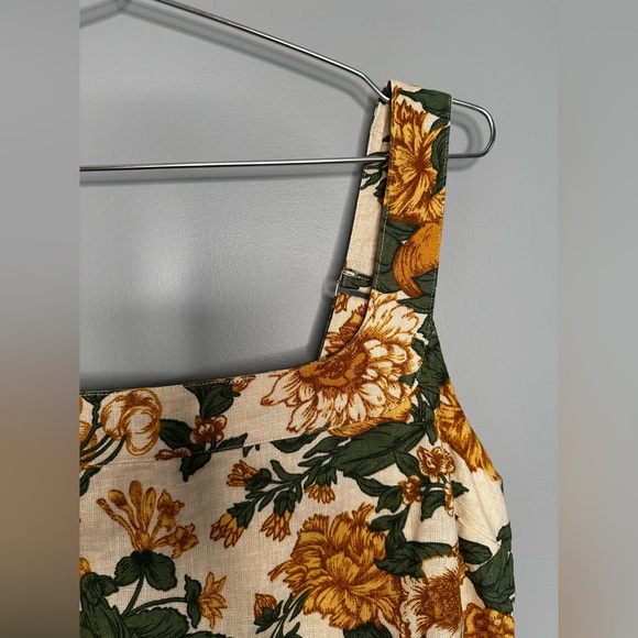 Orange Yellow with Blue Accent Linen Sundress - Picture 6 of 16